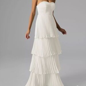 Strapless White Layered Dress - AW Bryn Dress
